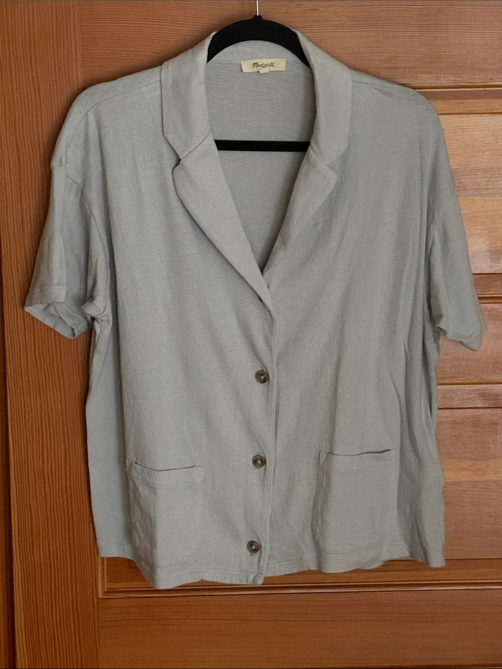 Madewell Light Gray Short-Sleeve Button-Down Shirt Jacket